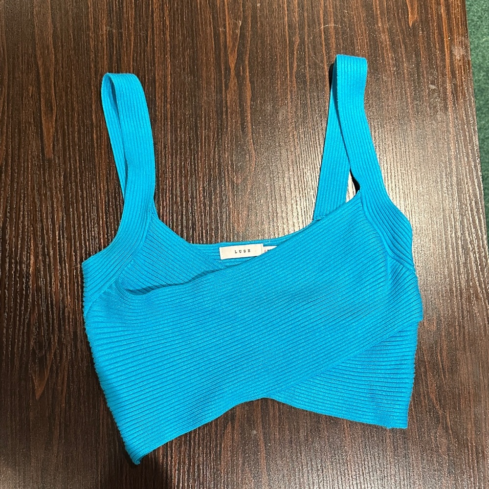Lush Vibrant Blue Ribbed Top